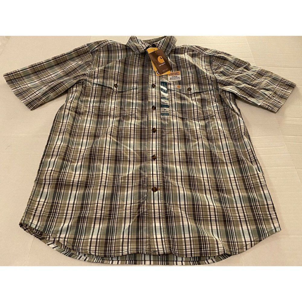 Carhartt Mens Relaxed Fit Plaid Short Sleeve Shirt